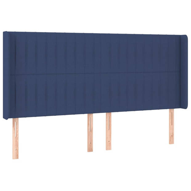 vidaXL Hoofdbord met randen 203x16x118/128 cm stof blauw