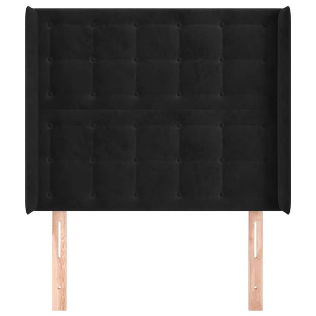 vidaXL Hoofdbord met randen 103x16x118/128 cm fluweel zwart