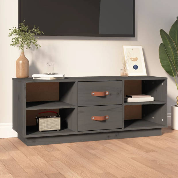 The Living Store TV-meubel - Houten televisiemeubel - Media-kast - Afmeting- 100 x 34 x 40 cm - Kleur- Grijs