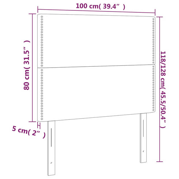 vidaXL Hoofdborden 2 st 100x5x78/88 cm kunstleer wit