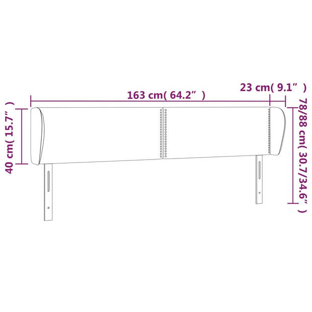 vidaXL Hoofdbord met randen 163x23x78/88 cm kunstleer crèmekleurig