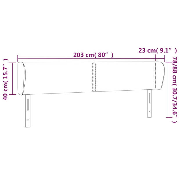 vidaXL Hoofdbord met randen 203x23x78/88 cm kunstleer crèmekleurig