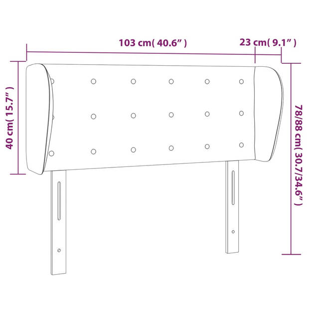 vidaXL Hoofdbord met randen 103x23x78/88 cm kunstleer zwart