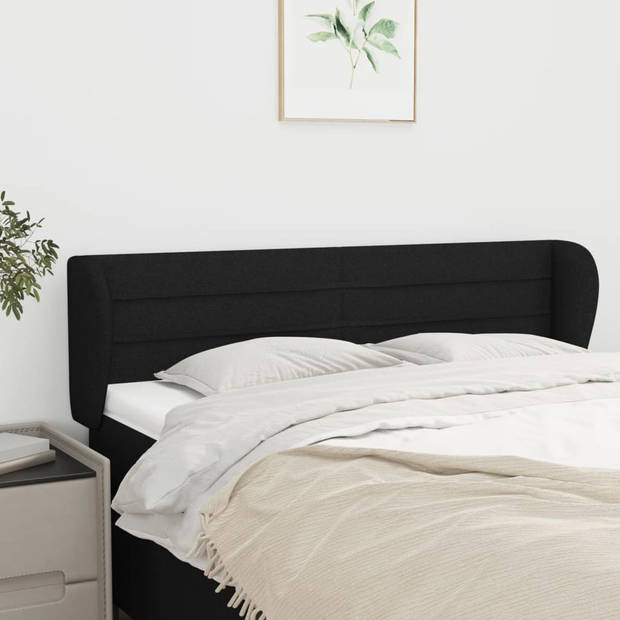 The Living Store Hoofdbord Bed - 147 x 23 x 78/88 cm - Zwart Polyester