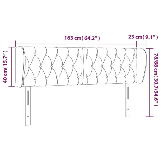 vidaXL Hoofdbord met randen 163x23x78/88 cm stof crèmekleurig