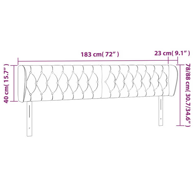 The Living Store Hoofdbord - Hoofdbord - 183x23x78/88 cm - Zwart