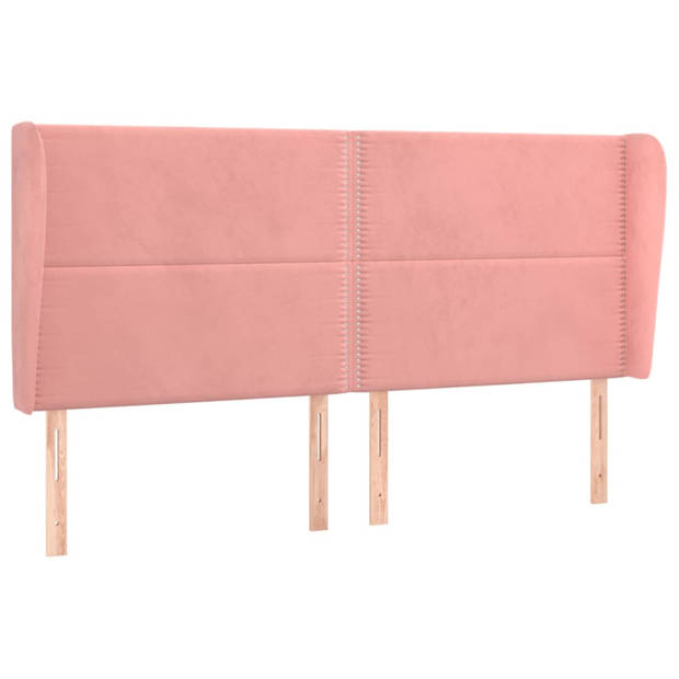 vidaXL Hoofdbord met randen 203x23x118/128 cm fluweel roze