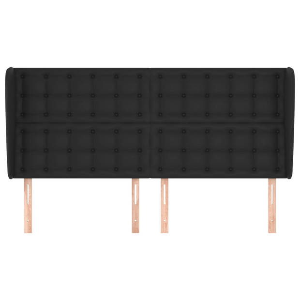 vidaXL Hoofdbord met randen 183x23x118/128 cm kunstleer zwart