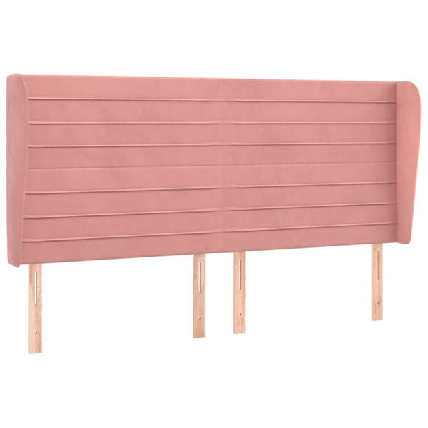 vidaXL Hoofdbord met randen 163x23x118/128 cm fluweel roze