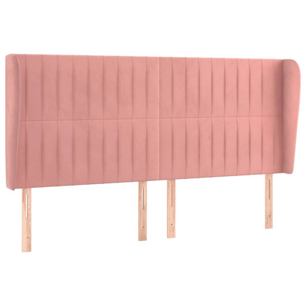 vidaXL Hoofdbord met randen 163x23x118/128 cm fluweel roze