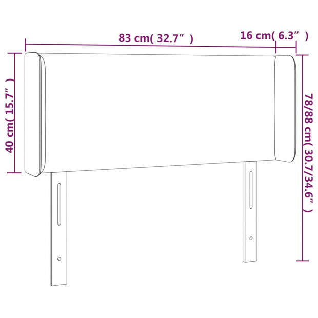 vidaXL Hoofdbord met randen 83x16x78/88 cm stof donkergrijs