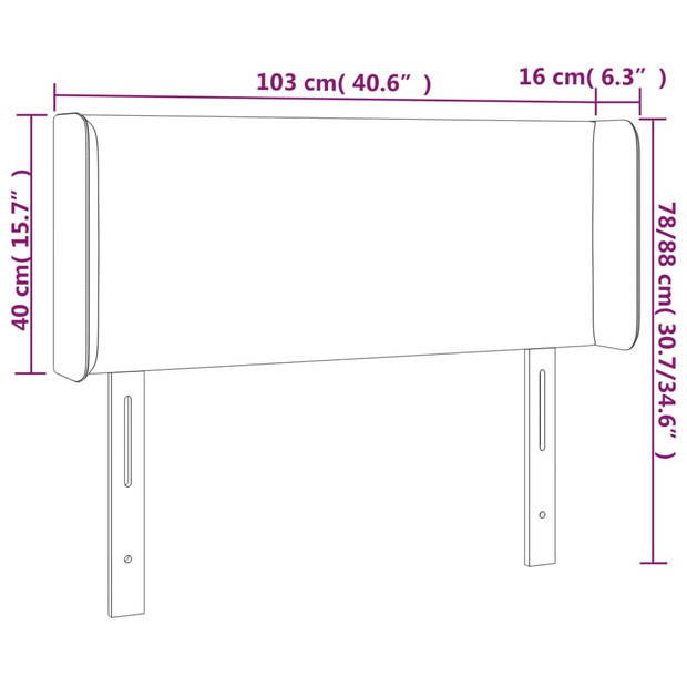 vidaXL Hoofdbord met randen 103x16x78/88 cm kunstleer zwart