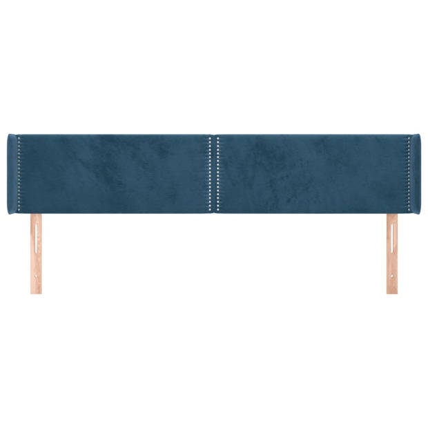 vidaXL Hoofdbord met randen 203x16x78/88 cm fluweel donkerblauw