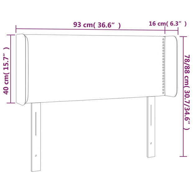 vidaXL Hoofdbord met randen 93x16x78/88 cm stof lichtgrijs