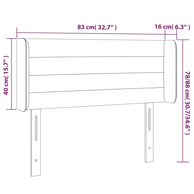 vidaXL Hoofdbord met randen 83x16x78/88 cm stof groen