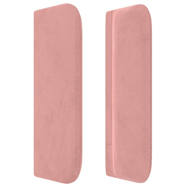 vidaXL Hoofdbord met randen 183x16x78/88 cm fluweel roze