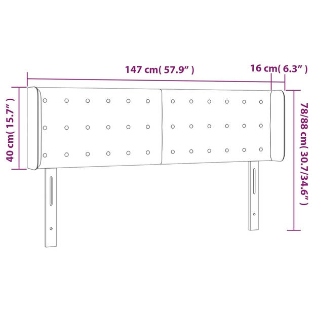 vidaXL Hoofdbord met randen 147x16x78/88 cm stof donkerbruin