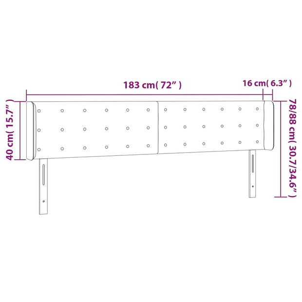 vidaXL Hoofdbord met randen 183x16x78/88 cm kunstleer wit