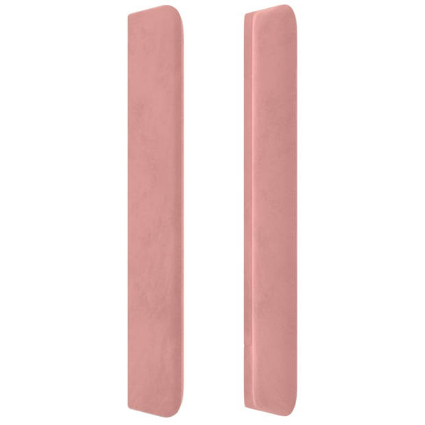 vidaXL Hoofdbord met randen 103x16x118/128 cm fluweel roze