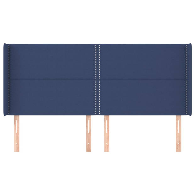 vidaXL Hoofdbord met randen 203x16x118/128 cm stof blauw