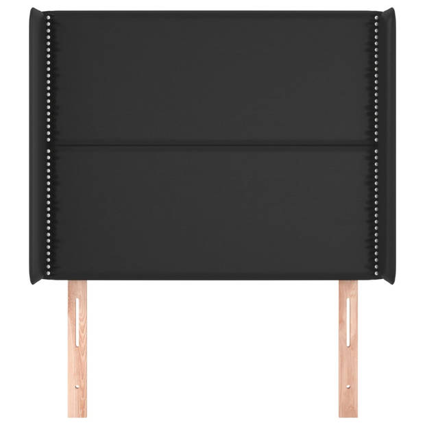 vidaXL Hoofdbord met randen 93x16x118/128 cm kunstleer zwart