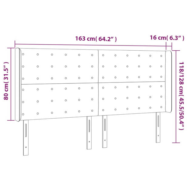 vidaXL Hoofdbord LED 163x16x118/128 cm kunstleer zwart