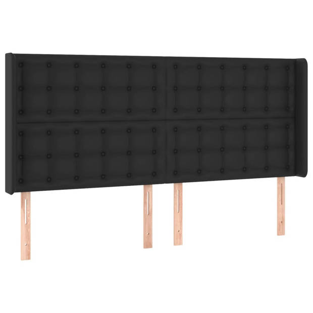 vidaXL Hoofdbord met randen 203x16x118/128 cm kunstleer zwart