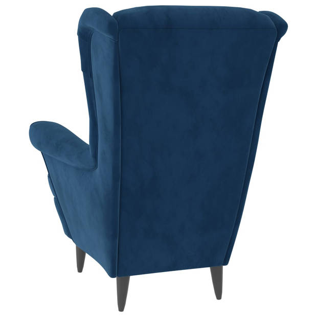 vidaXL Fauteuil met voetenbank fluweel blauw