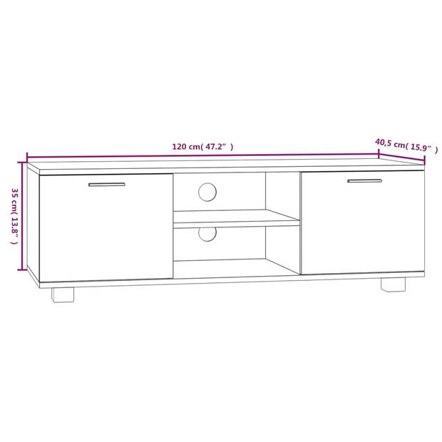 The Living Store TV-meubel Scandinavische - TV-kast - 120 x 40.5 x 35 cm - Zwart