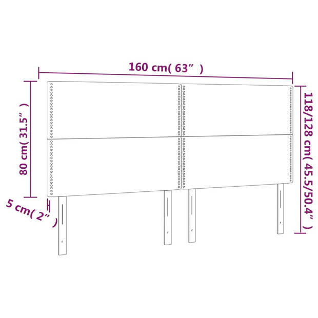 vidaXL Hoofdborden 4 st 80x5x78/88 cm fluweel roze