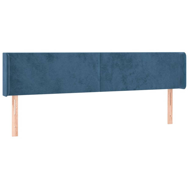 vidaXL Hoofdbord met randen 203x16x78/88 cm fluweel donkerblauw