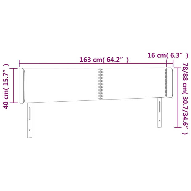 vidaXL Hoofdbord LED 163x16x78/88 cm kunstleer crèmekleurig