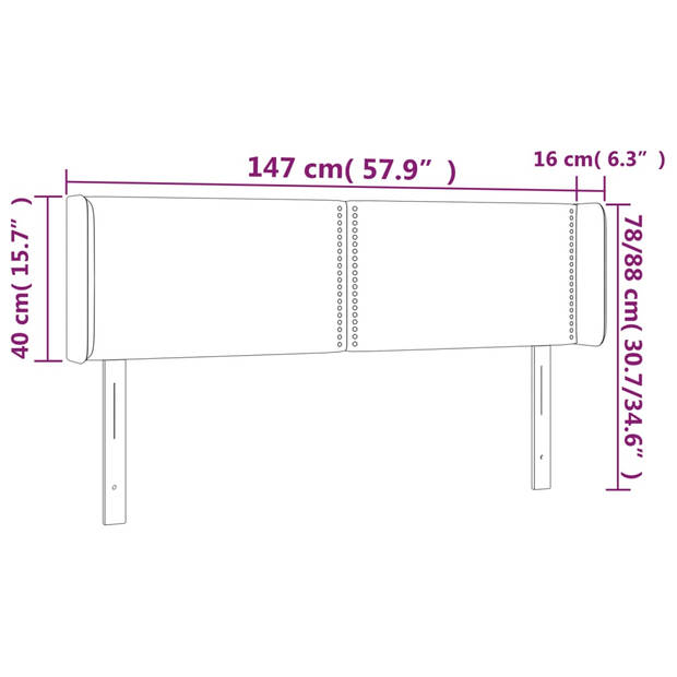 vidaXL Hoofdbord met randen 147x16x78/88 cm kunstleer zwart