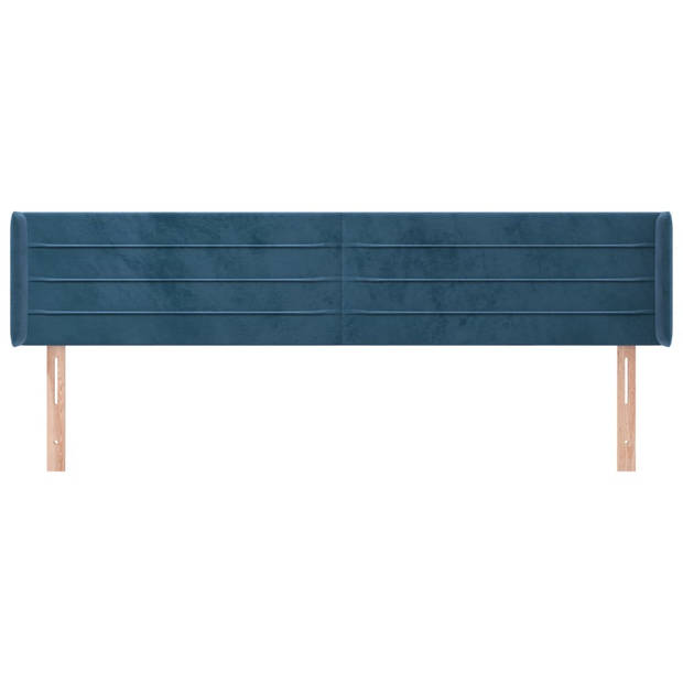 vidaXL Hoofdbord met randen 203x16x78/88 cm fluweel donkerblauw