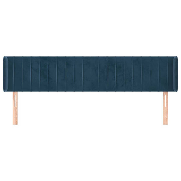 vidaXL Hoofdbord met randen 183x16x78/88 cm fluweel donkerblauw