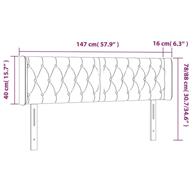 vidaXL Hoofdbord met randen 147x16x78/88 cm fluweel donkerblauw