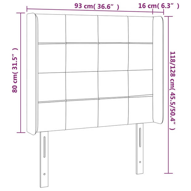 vidaXL Hoofdbord LED 93x16x118/128 cm stof donkergrijs