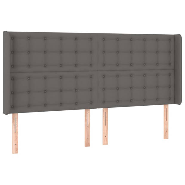 vidaXL Hoofdbord met randen 203x16x118/128 cm kunstleer grijs