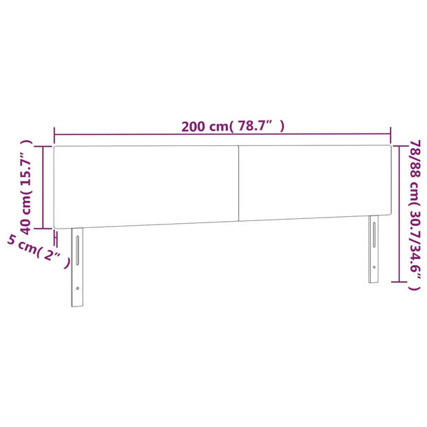 vidaXL Hoofdborden 2 st 100x5x78/88 cm kunstleer cappuccinokleurig