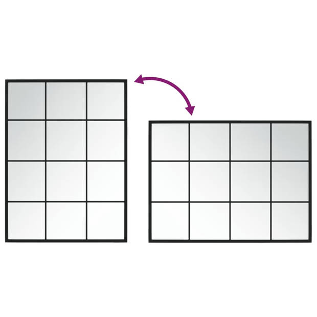 vidaXL Wandspiegel 80x60 cm metaal zwart