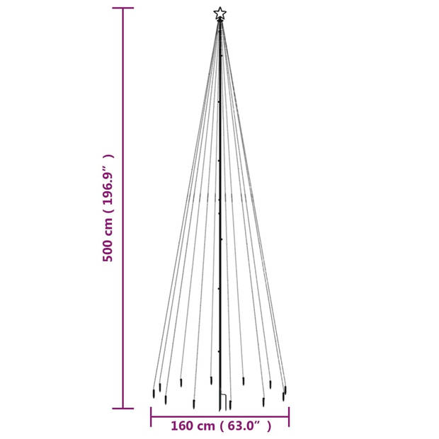 vidaXL Kerstboom met grondpin 732 LED's warmwit 500 cm