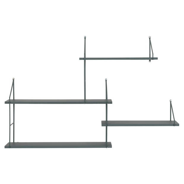 Harlem wandkast wandplank 4 planken groen,zwart.