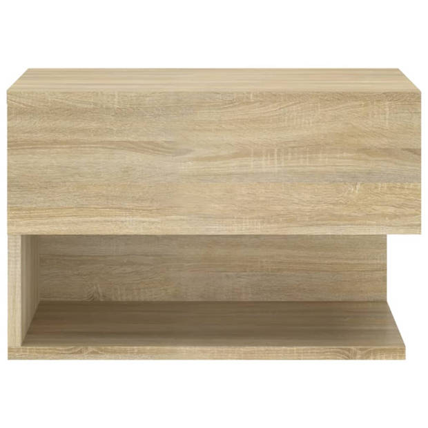 The Living Store Wandnachtkast - Sonoma Eiken - Multifunctioneel - 46 x 29.5 x 30 cm - Bewerkt Hout