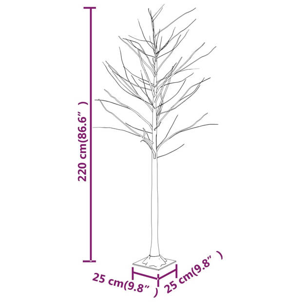 vidaXL Berkenboom LED 128 LED's warmwit 220 cm wit