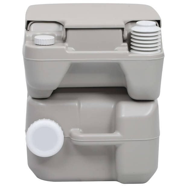 The Living Store Campingtoilet - Draagbaar toilet met T-spoeling - 20L afvaltank - 10L watertank - Grijs -