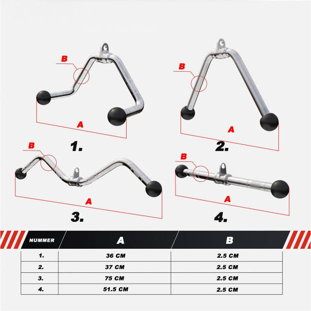 Gorilla Sports Voordeelset Trainingsgrepen - Set van 4 - Lat Bar - Latttrekstang - Chroom