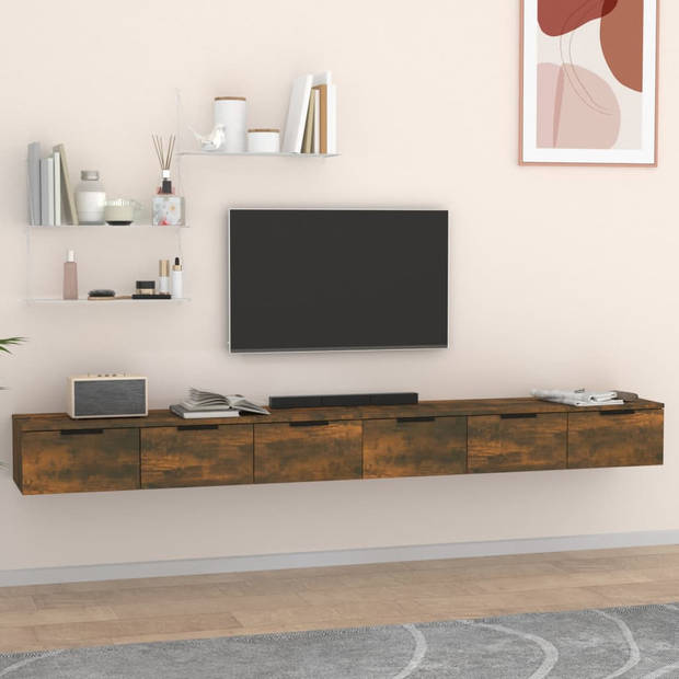 vidaXL Wandkasten 2 st 102x30x20 bewerkt hout gerookt eikenkleurig