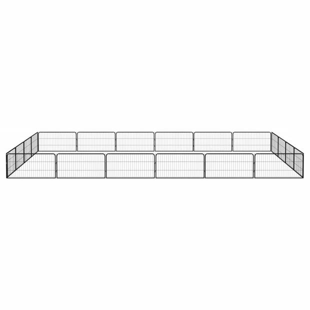 vidaXL Hondenkennel 20 panelen 100x50 cm gepoedercoat staal zwart