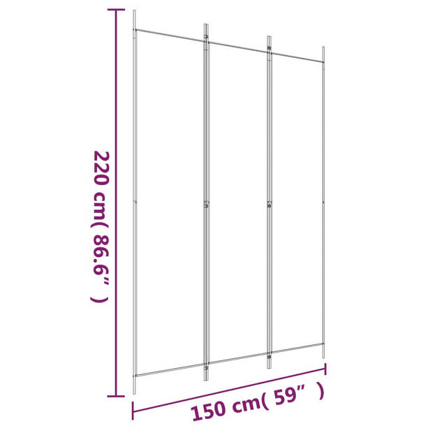 vidaXL Kamerscherm met 3 panelen 150x220 cm stof wit