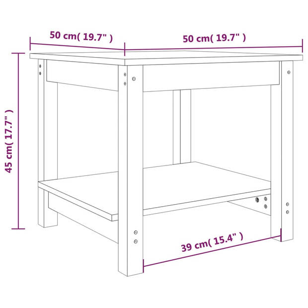 vidaXL Salontafel 50x50x45 cm massief grenenhout